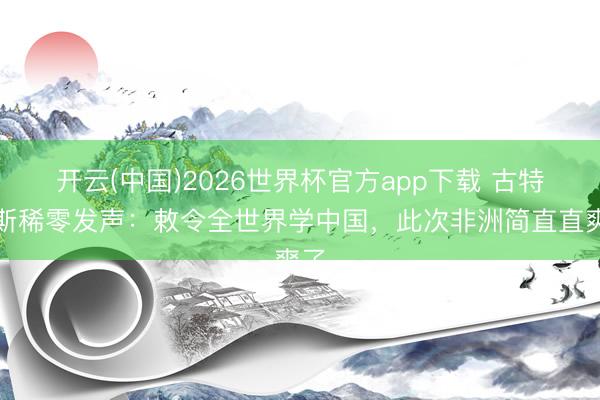 开云(中国)2026世界杯官方app下载 古特雷斯稀零发声：敕令全世界学中国，此次非洲简直直爽了