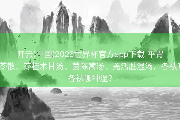 开云(中国)2026世界杯官方app下载 平胃散、五苓散、苓桂术甘汤、茵陈蒿汤、羌活胜湿汤，各祛哪种湿？
