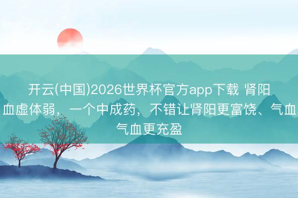 开云(中国)2026世界杯官方app下载 肾阳不及、血虚体弱，一个中成药，不错让肾阳更富饶、气血更充盈