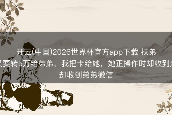 开云(中国)2026世界杯官方app下载 扶弟魔太太又要转5万给弟弟，我把卡给她，她正操作时却收到弟弟微信