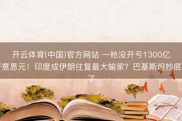 开云体育(中国)官方网站 一枪没开亏1300亿好意思元！印度成伊朗往复最大输家？巴基斯坦抄底了