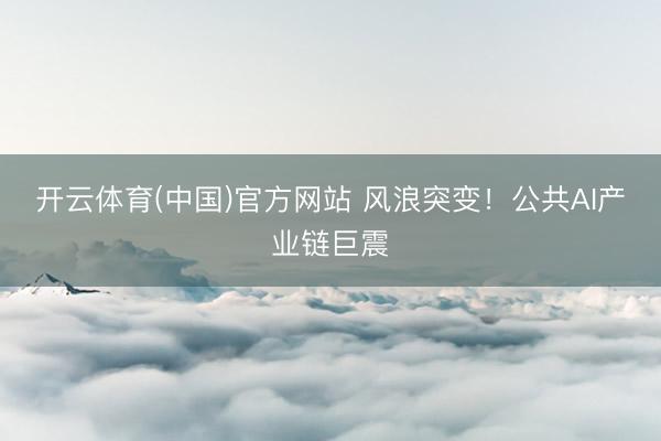 开云体育(中国)官方网站 风浪突变！公共AI产业链巨震