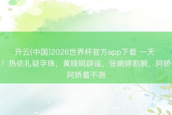 开云(中国)2026世界杯官方app下载 一天 4 个瓜！热依扎疑孕珠，黄晓明辟谣，张婉婷割腕，阿娇最不测