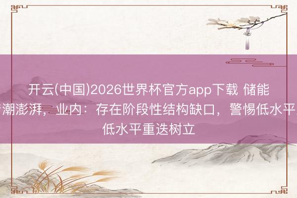 开云(中国)2026世界杯官方app下载 储能电芯扩产潮澎湃，业内：存在阶段性结构缺口，警惕低水平重迭树立