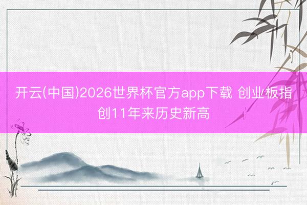开云(中国)2026世界杯官方app下载 创业板指创11年来历史新高