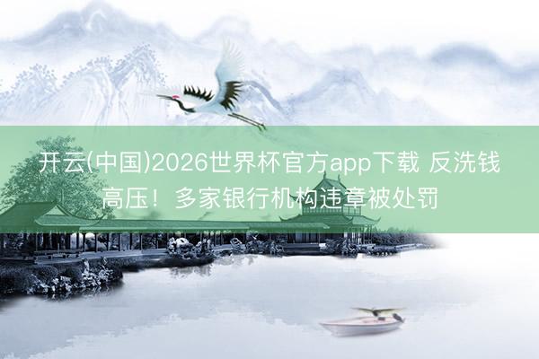 开云(中国)2026世界杯官方app下载 反洗钱高压！多家银行机构违章被处罚