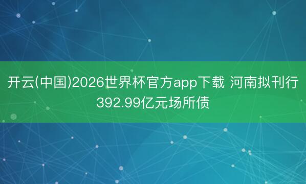 开云(中国)2026世界杯官方app下载 河南拟刊行392.99亿元场所债
