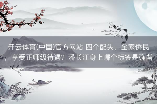 开云体育(中国)官方网站 四个配头，全家侨民，享受正师级待遇？潘长江身上哪个标签是确凿