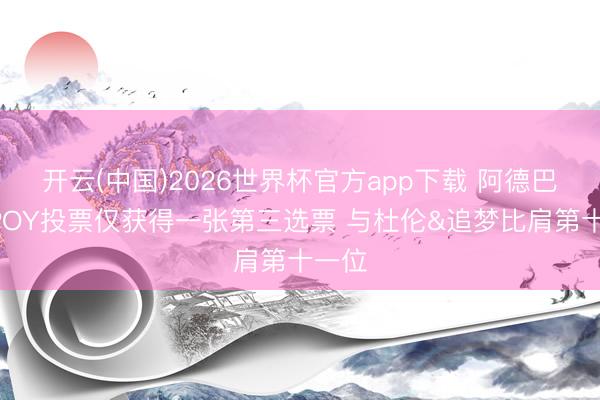 开云(中国)2026世界杯官方app下载 阿德巴约DPOY投票仅获得一张第三选票 与杜伦&追梦比肩第十一位
