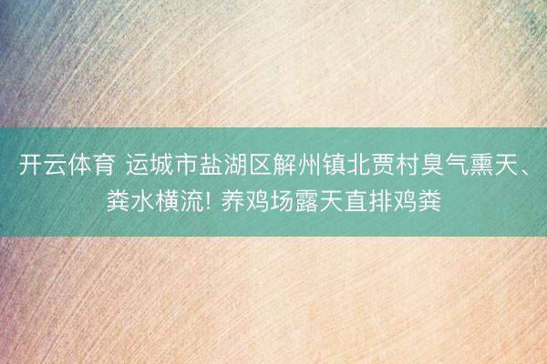 开云体育 运城市盐湖区解州镇北贾村臭气熏天、粪水横流! 养鸡场露天直排鸡粪