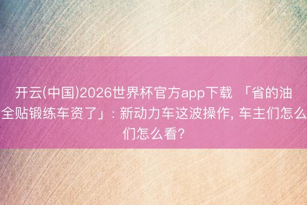 开云(中国)2026世界杯官方app下载 「省的油钱， 全贴锻练车资了」: 新动力车这波操作， 车主们怎么看?