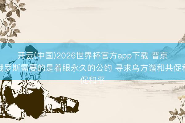 开云(中国)2026世界杯官方app下载 普京:俄罗斯需要的是着眼永久的公约 寻求乌方谐和共促和平