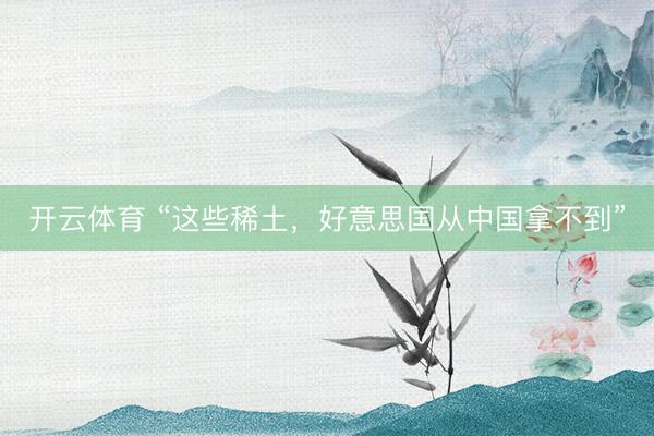开云体育 “这些稀土，好意思国从中国拿不到”