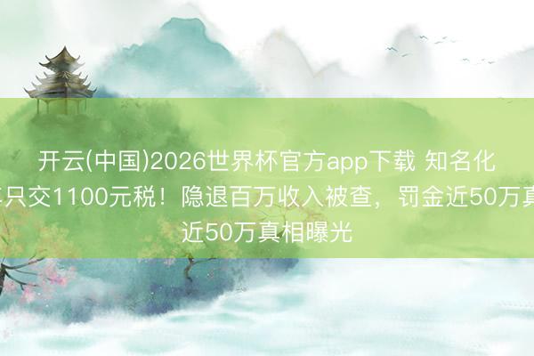 开云(中国)2026世界杯官方app下载 知名化妆师3年只交1100元税！隐退百万收入被查，罚金近50万真相曝光