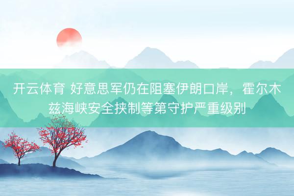 开云体育 好意思军仍在阻塞伊朗口岸，霍尔木兹海峡安全挟制等第守护严重级别