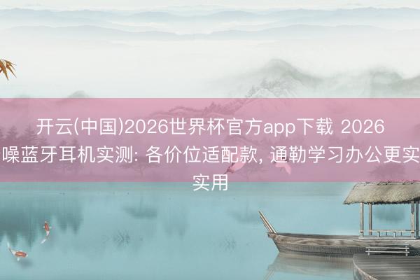 开云(中国)2026世界杯官方app下载 2026降噪蓝牙耳机实测: 各价位适配款， 通勒学习办公更实用
